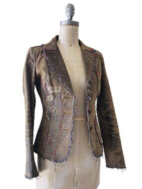 RAW7 Hand-Finished Distressed Genuine Leather Blazer – Nordstrom – Small